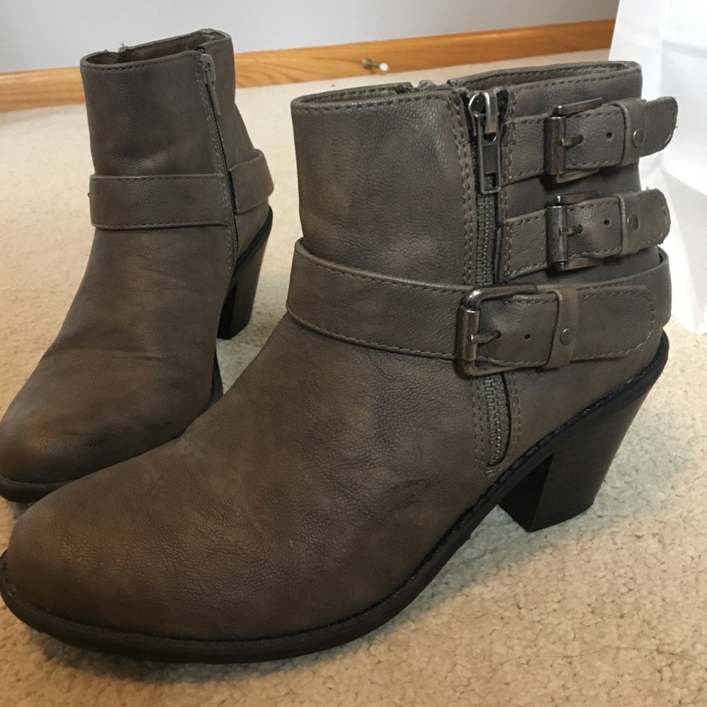 Buckle high heel booties